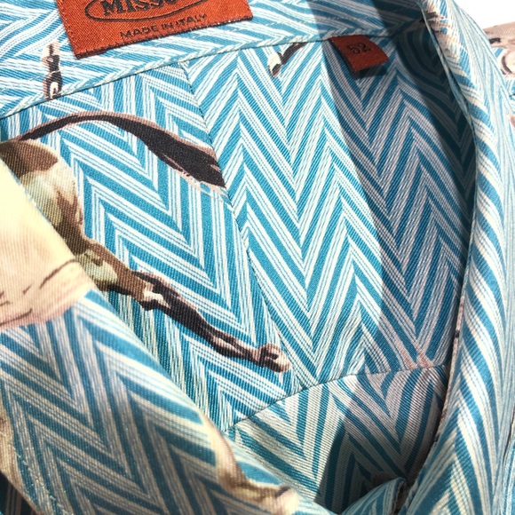 MISSONI SILK “HORSES” shirt size:52 (Large) - Picture 4 of 11
